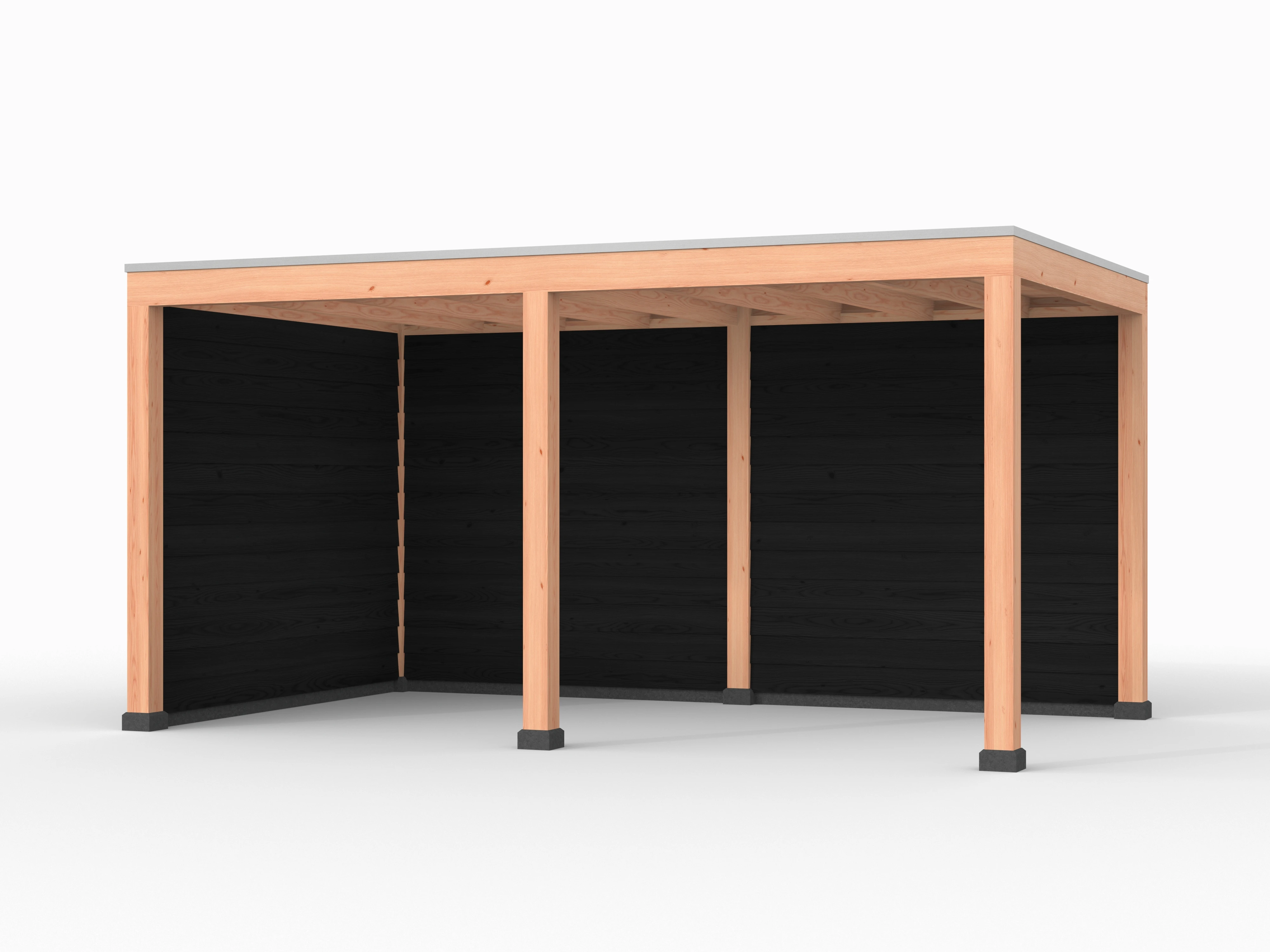 Douglas overkapping, 500 x 300, met achterwand en zijwand, Westwood Elegant zwart - Afbeelding 1